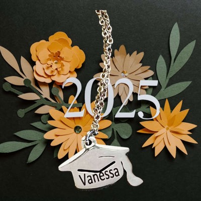 Grad Cap Necklace - Personalized - Choose Silver or Gold 