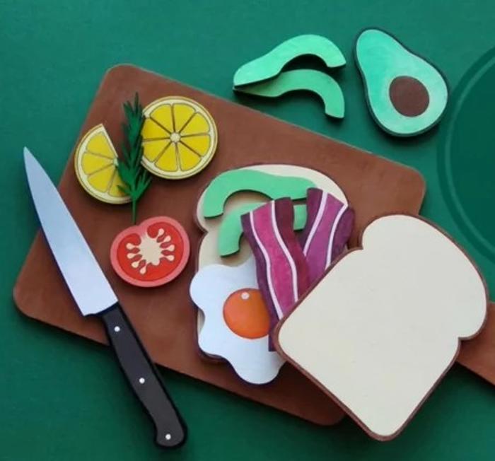 DIY Wooden Breakfast Board for Kids' Play - Safe for kids - Ready to paint or color - Let the creativity come to life and serve up breakfast! 