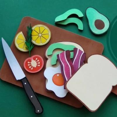 DIY Wooden Breakfast Board for Kids' Play - Safe for kids - Ready to paint or color - Let the creativity come to life and serve up breakfast! 