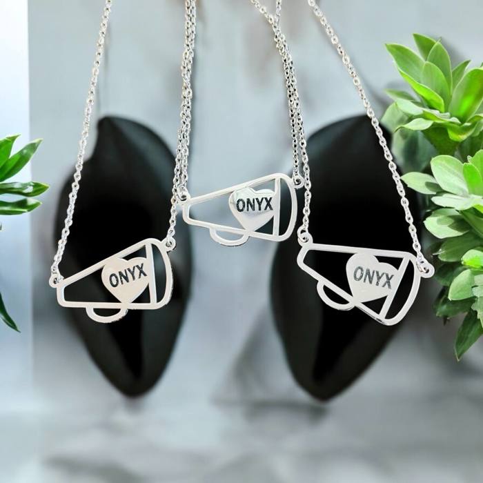 Cheer Megaphone Necklace -  Personalized - Choose silver or gold