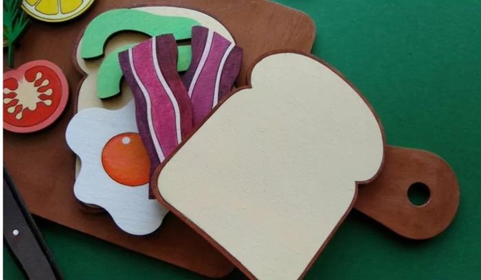 DIY Wooden Breakfast Board for Kids' Play - Safe for kids - Ready to paint or color - Let the creativity come to life and serve up breakfast! 