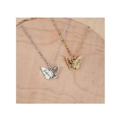 Butterfly Filigree Necklace - Very elegant and can be personalized with an initial or short name - Choose silver or gold 