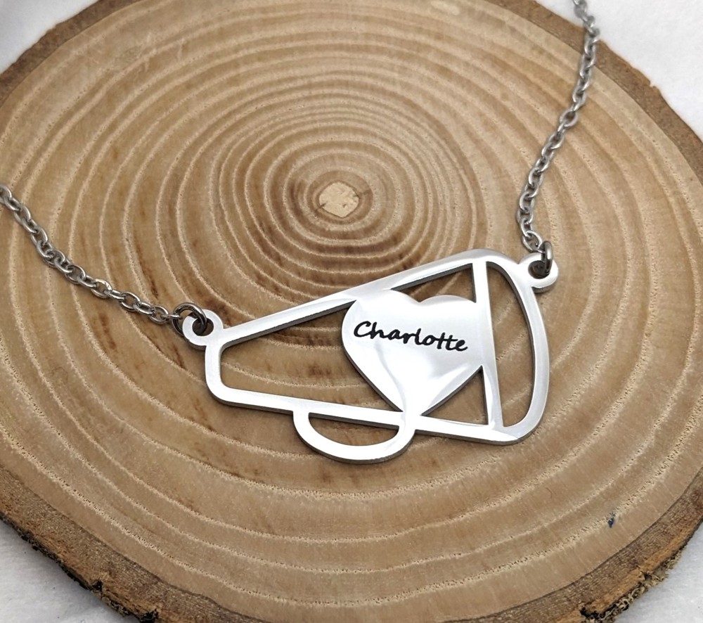 Cheer Megaphone Necklace Personalized