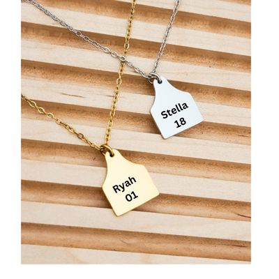 Cow Ear Tag Necklace - Personalized necklace- Makes a great gift for any cow lover