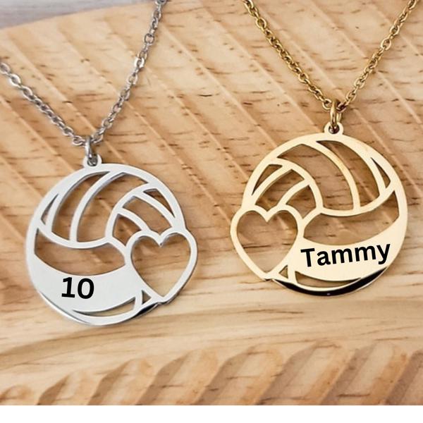 Volleyball Necklace Personalized - Choose silver or gold - Perfect for moms or players