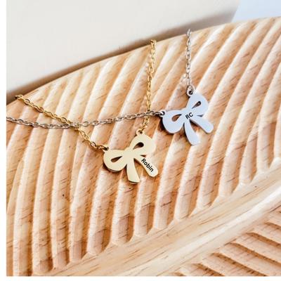 Bow Necklace - Personalized with name or initial up to 8 characters