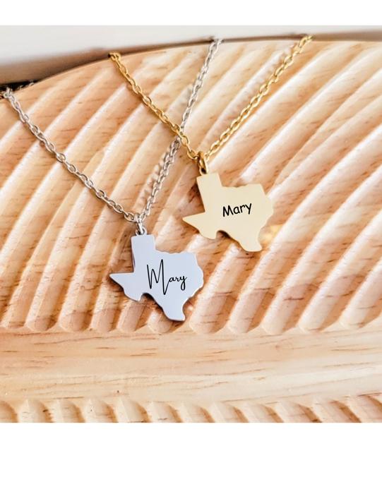 Texas Shaped Necklace - Personalized 