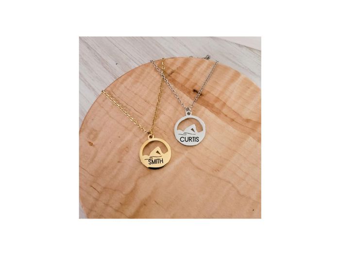 Swimming Necklace - Personalized - Choose gold or silver - Makes great gift for swimmers - Swim gift