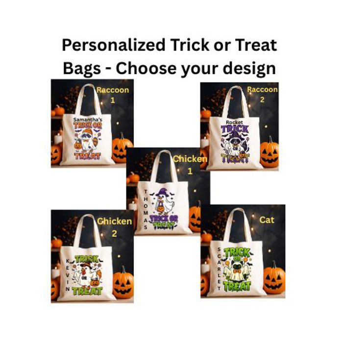 Trick or Treat Personalized Canvas Bags - Great for Halloween