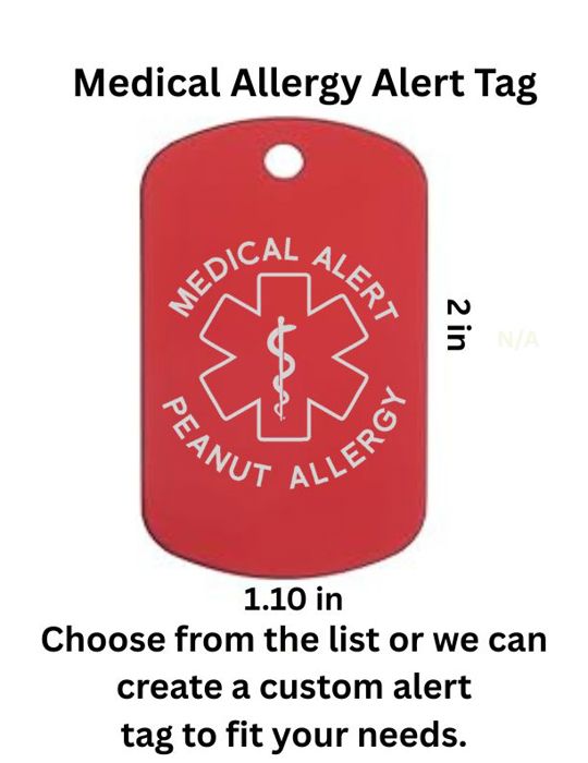 Medical Allergy or Condition Dog Tag Necklace – Customizable – 15 Style Options – Includes 24" Ball Chain