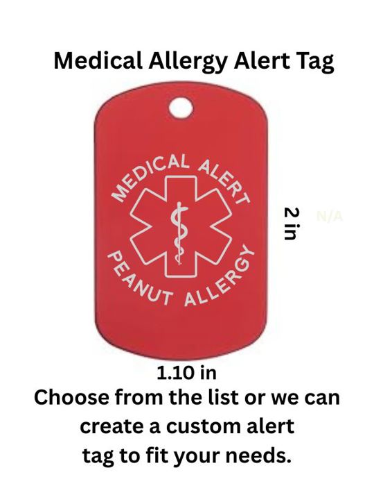 Medical Allergy or Condition Dog Tag Necklace – Customizable – 15 Style Options – Includes 24" Ball Chain
