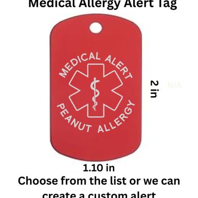 Medical Allergy or Condition Dog Tag Necklace – Customizable – 15 Style Options – Includes 24" Ball Chain