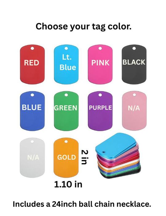 Medical Allergy or Condition Dog Tag Necklace – Customizable – 15 Style Options – Includes 24" Ball Chain