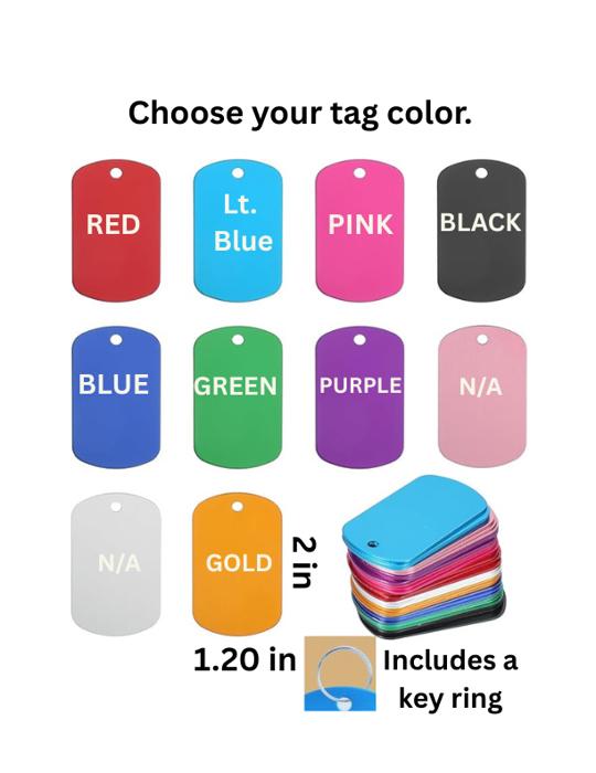 Emergency Custom Pet ID Tag – Dog Tag with keychain - Personalized 2-Sided Aluminum Tag – Pets Home Alone – Multiple Color Options