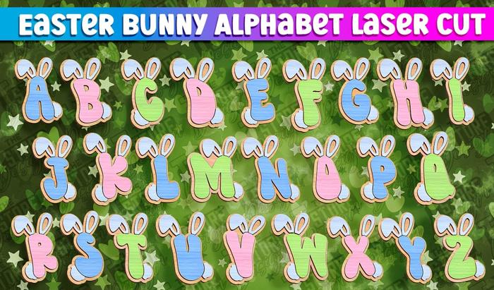 Easter Basket Tag - Choose from all 26 alphabets - Laser cut and painted wood\