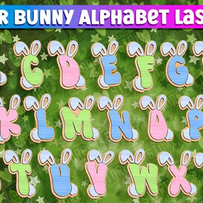 Easter Basket Tag - Choose from all 26 alphabets - Laser cut and painted wood\