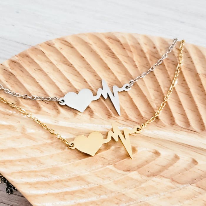 Heartbeat Necklace - Choose from Gold or Silver - Personalized