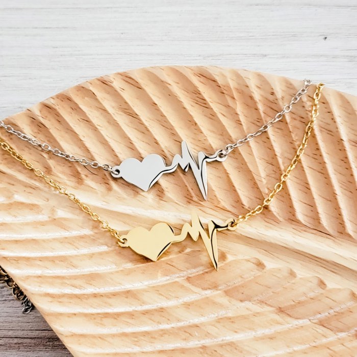 Heartbeat Necklace - Choose from Gold or Silver - Personalized