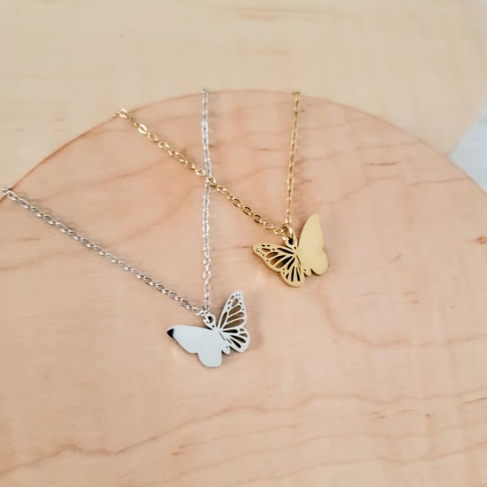 Butterfly Filigree Necklace - Very elegant and can be personalized with an initial or short name - Choose silver or gold 