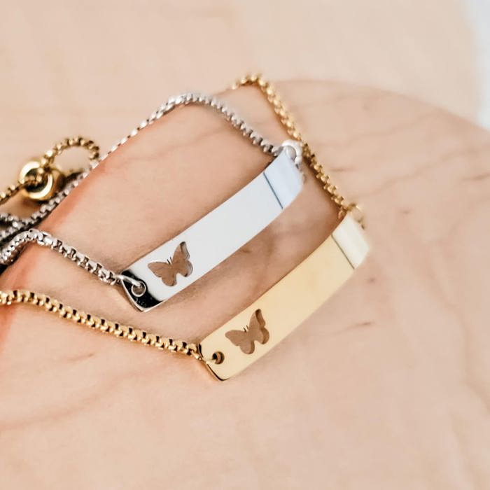 Butterfly Boho Style bracelet - Choose Silver Stainless or Gold - Personalized