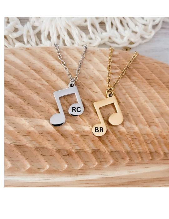 Double Music Note Necklace - Personalized with initials - Great gift for any music lover