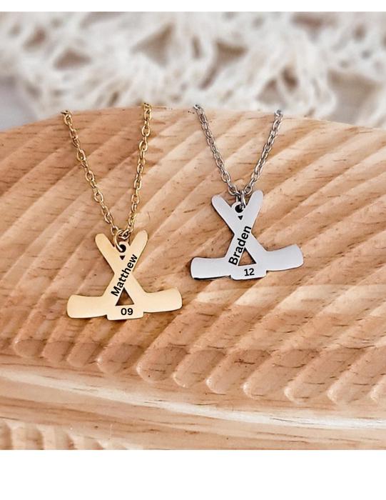 Ice Hockey necklace - personalize with name and/or number - great gifts for hockey moms