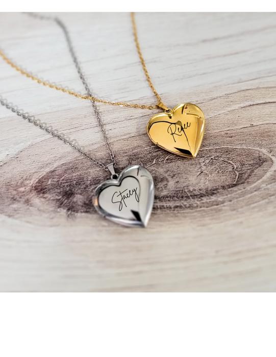 Heart Locket Necklace - Personalized with a name of choice - Perfect for gifting or for yourself