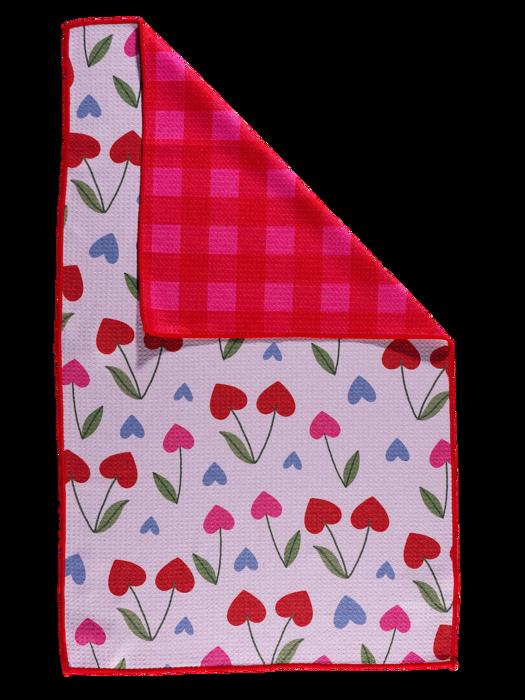 Waffle Knit Dish Towel  "Berry Cherry"