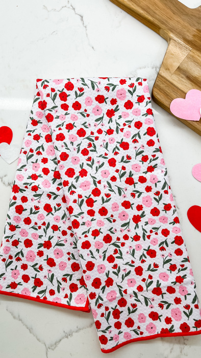 Reversible Waffle Knit Dish Towel  "Sweet Blooms"