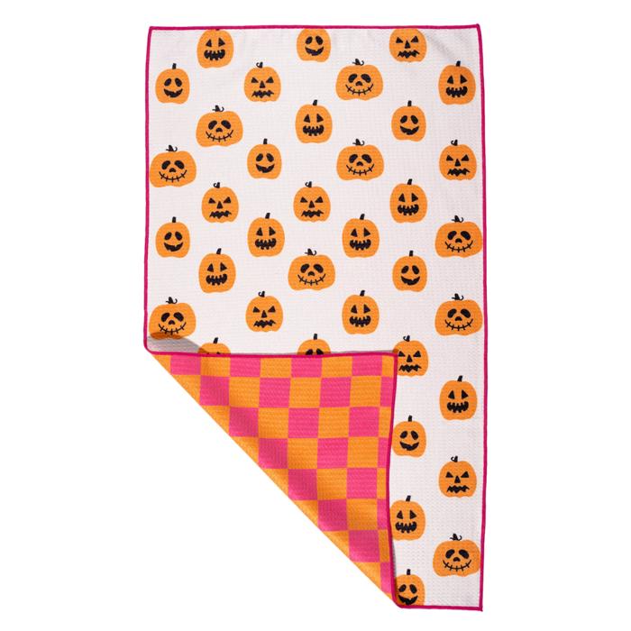 Waffle Knit Dish Towel "Groovy Gourds"
