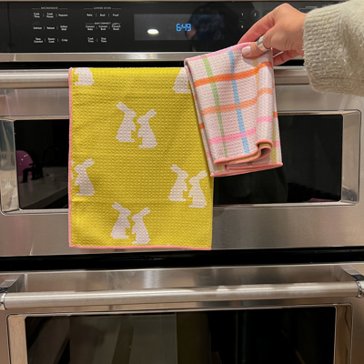 Waffle Weave Dish Towel "Bunny Hop"