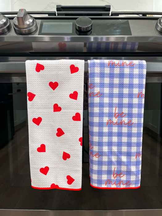 Waffle Knit Dish Towel  "Love Note"