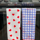  Waffle Knit Dish Towel  "Love Note"