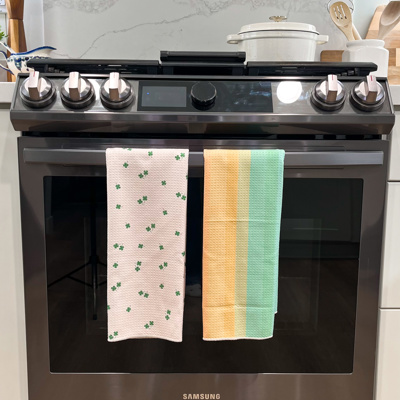 Reversible Waffle Knit Dish Towel "Clover Charm"