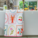  Reversible Waffle Knit Dish Towel "Summer Market" 