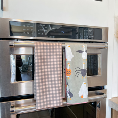 Reversible Waffle Knit Towel "Porch Party"