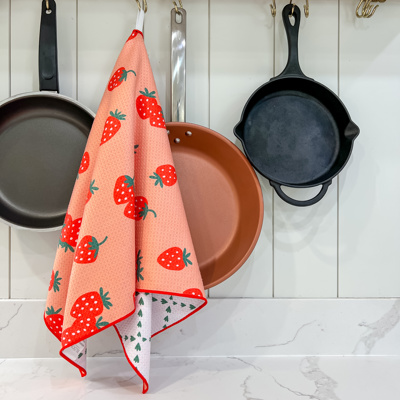 Reversible Waffle Knit Dish Towel "Sweet Summer"