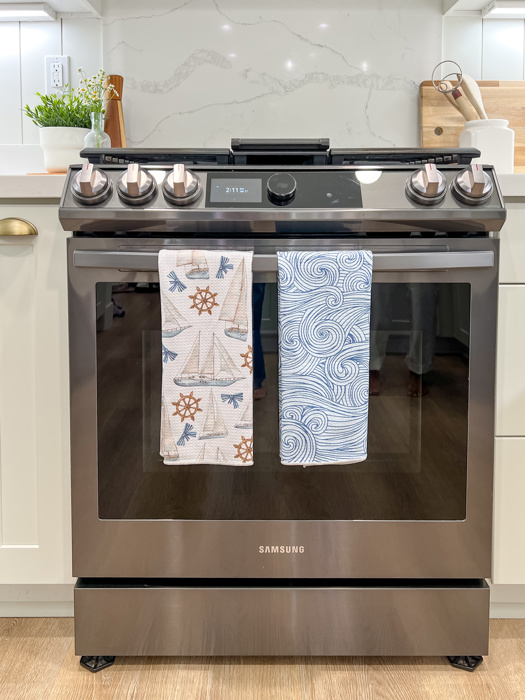 Reversible Waffle Knit Dish Towel "Seaside" 