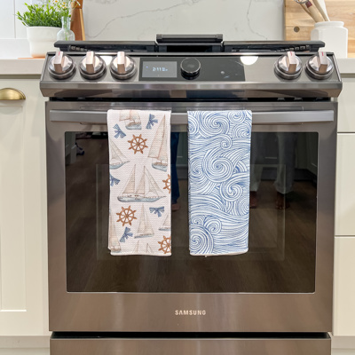Reversible Waffle Knit Dish Towel "Seaside" 