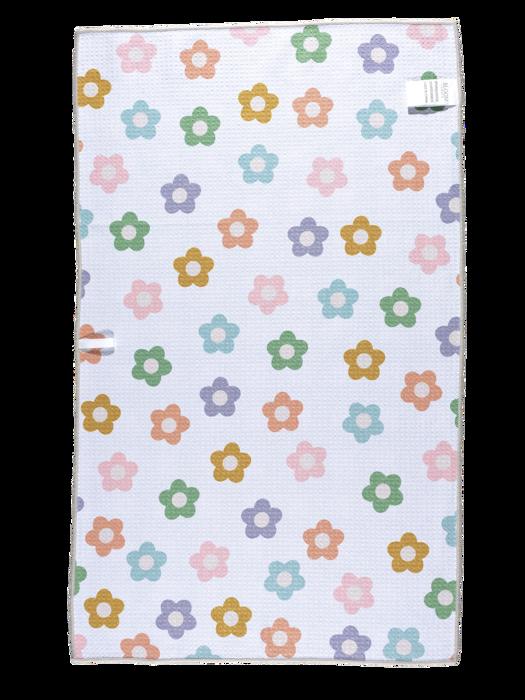 Waffle Knit Dish Towel  "Lucky Petals"