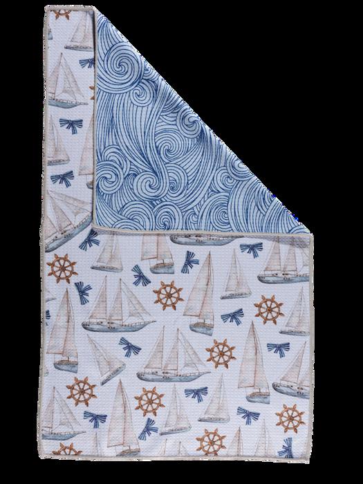 Reversible Waffle Knit Dish Towel "Seaside" 
