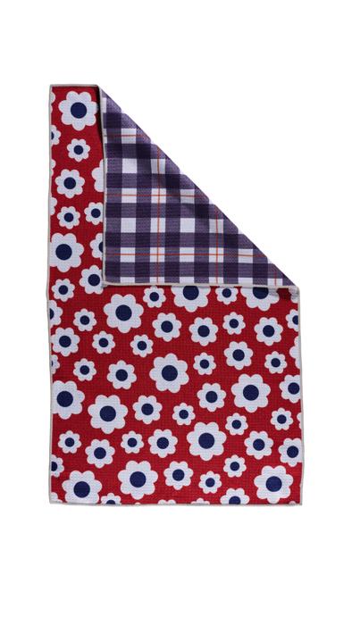 Reversible Waffle Knit Dish Towel "Petal Parade"