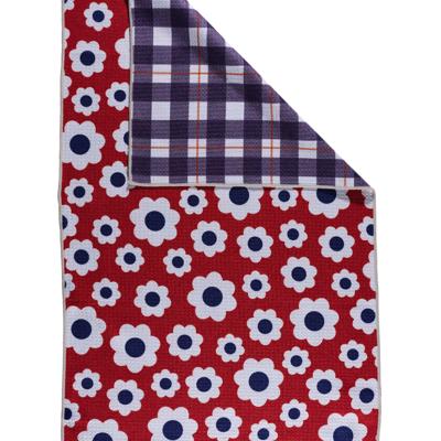 Reversible Waffle Knit Dish Towel "Petal Parade"