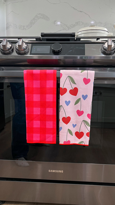 Waffle Knit Dish Towel  "Berry Cherry"