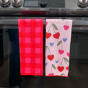  Waffle Knit Dish Towel  "Berry Cherry"