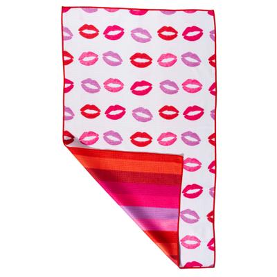 Waffle Knit Dish Towel  "Pucker Up"