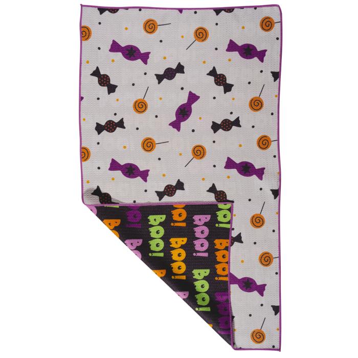 Waffle Knit Dish Towel "Trick or Treat"