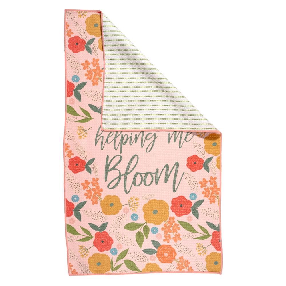 Waffle Knit Dish Towel "Watch Me Bloom"