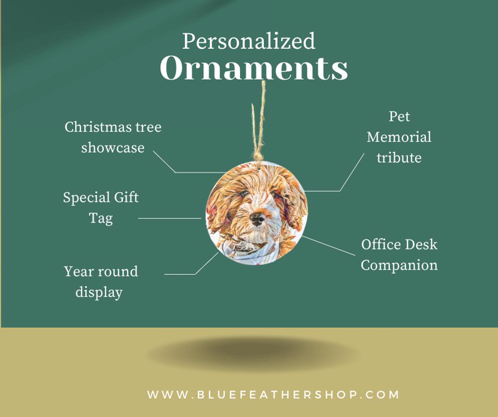 Personalized Ornaments - Pet portraits from photo