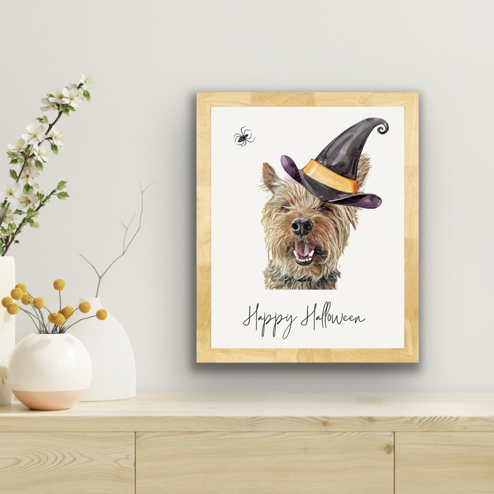 Spooky Dog Portrait: Personalized Halloween Wall Decor - Art Print